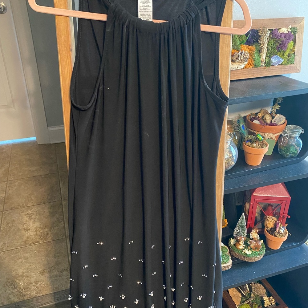 Black Sleeveless Dress with Silver Accents
